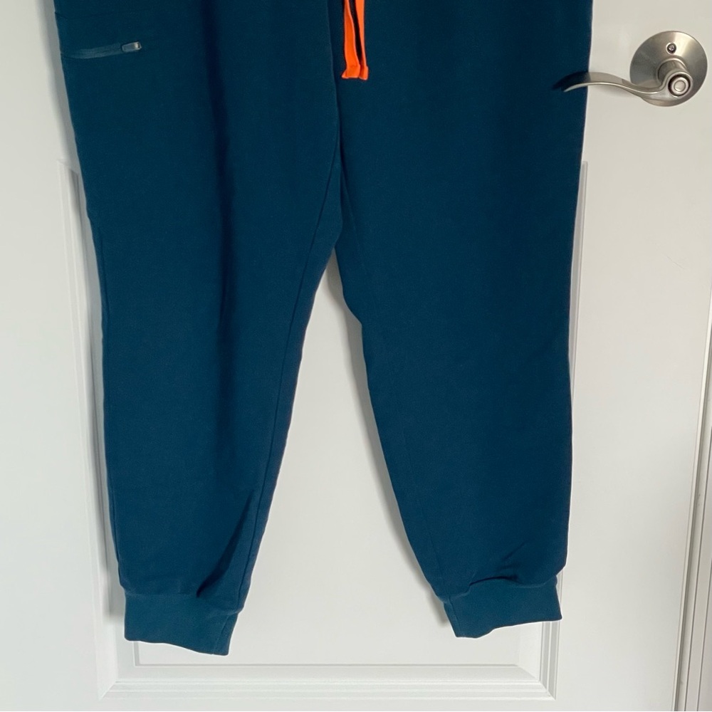 Figs Women's Blue Scrub with Orange Drawstring - Picture 9 of 16